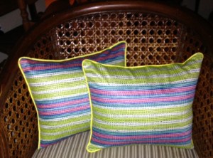 Multi-colored Pillows Button closed back using vintage buttons from my button box 